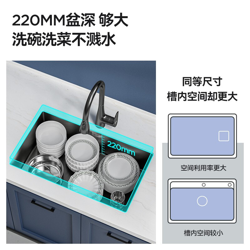 SEREN HOME赛恩卫浴厨房水槽手工纳米单槽台下盆304不锈钢洗菜池厨房洗菜盆洗碗槽橱柜大单槽高清大图
