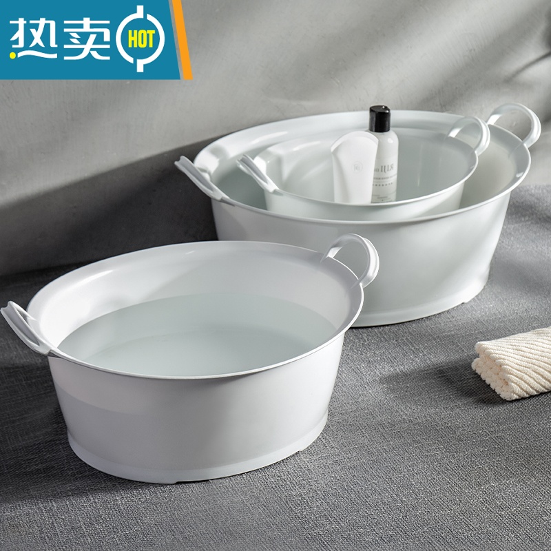 JING PING洗衣盆塑料洗衣服盆大号盆子家用婴儿脸盆洗脚盆双耳盆洗菜盆高清大图