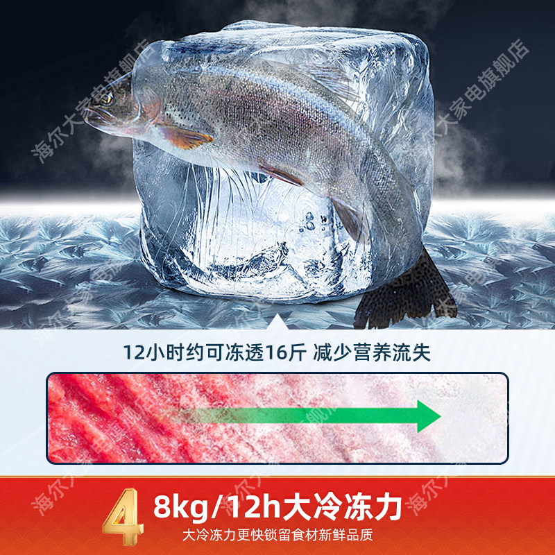 Haier海尔冰箱 对开门冰箱519升大冷冻一级能效变频风冷无霜黑金净化家用大容量双开门电冰箱