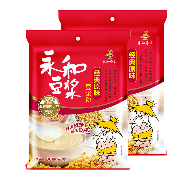 永和豆浆经典原味300g 2袋+永和即食燕麦片1000g 营养早餐豆浆加麦片一次搞定