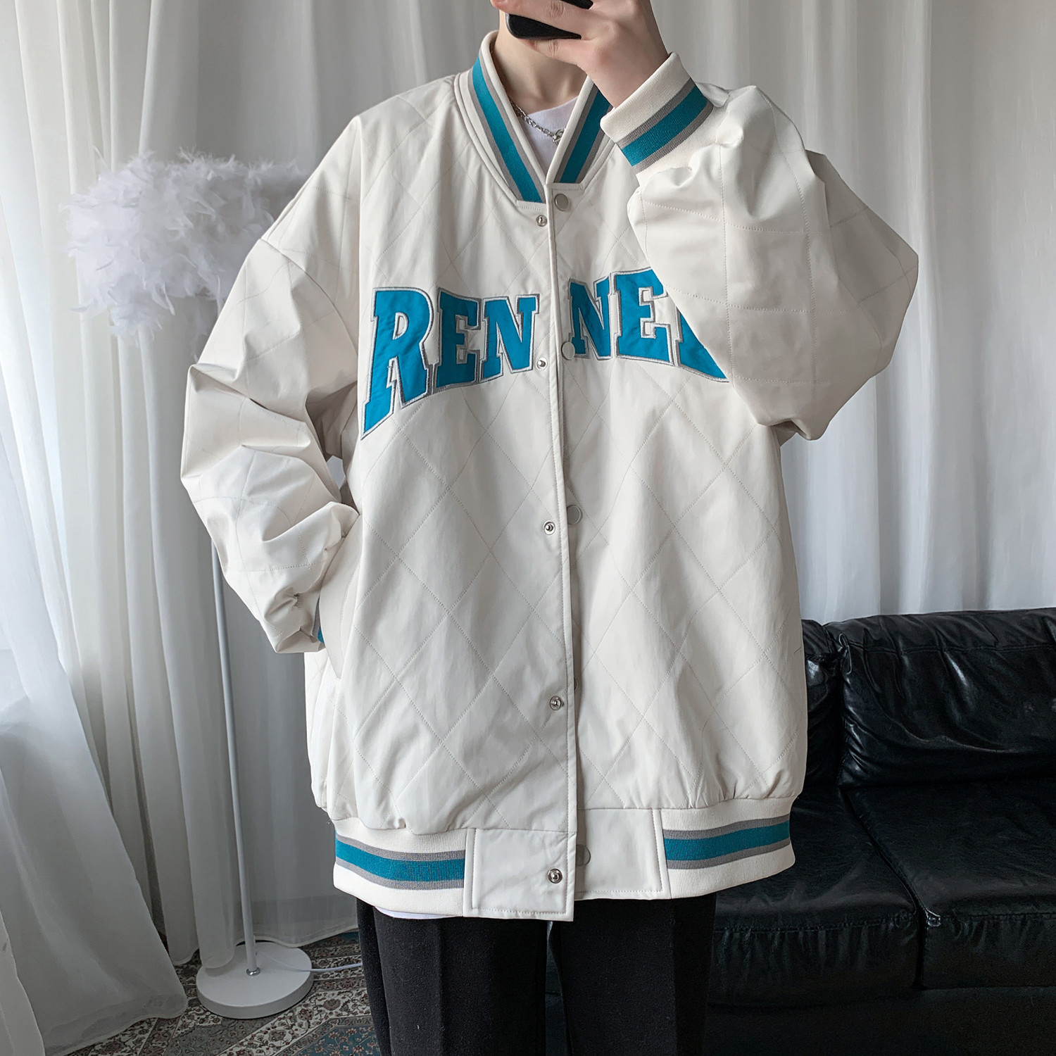 SUNTEK夹克男春季韩版潮流帅气棒球服外套港风潮牌宽松休闲网红运动上衣夹克高清大图