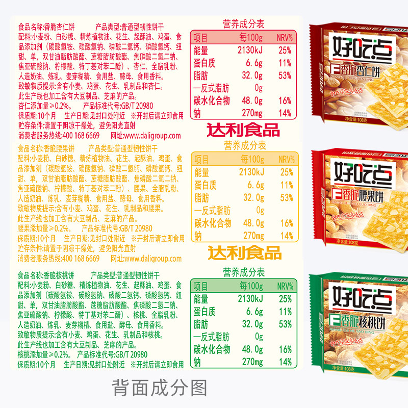 好吃点香脆饼干108g*2袋核桃饼休闲零食办公室下午茶小吃食品高清大图