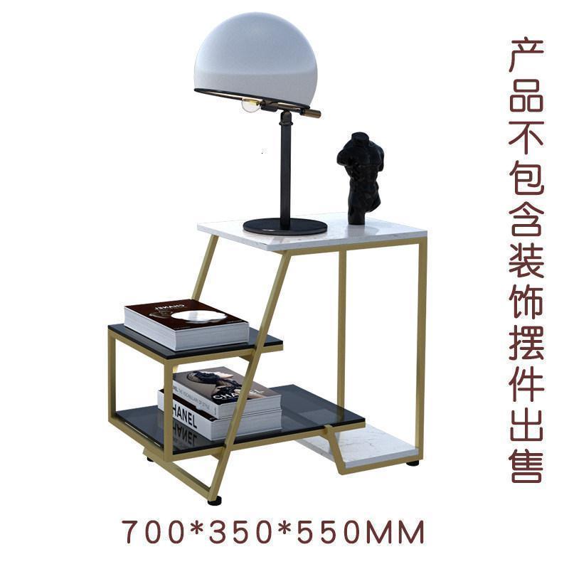森美人北欧现代简约沙发大理石边几柜角几床头柜收纳卧室带灯床头桌凹尚 金色款：70*35*55CM