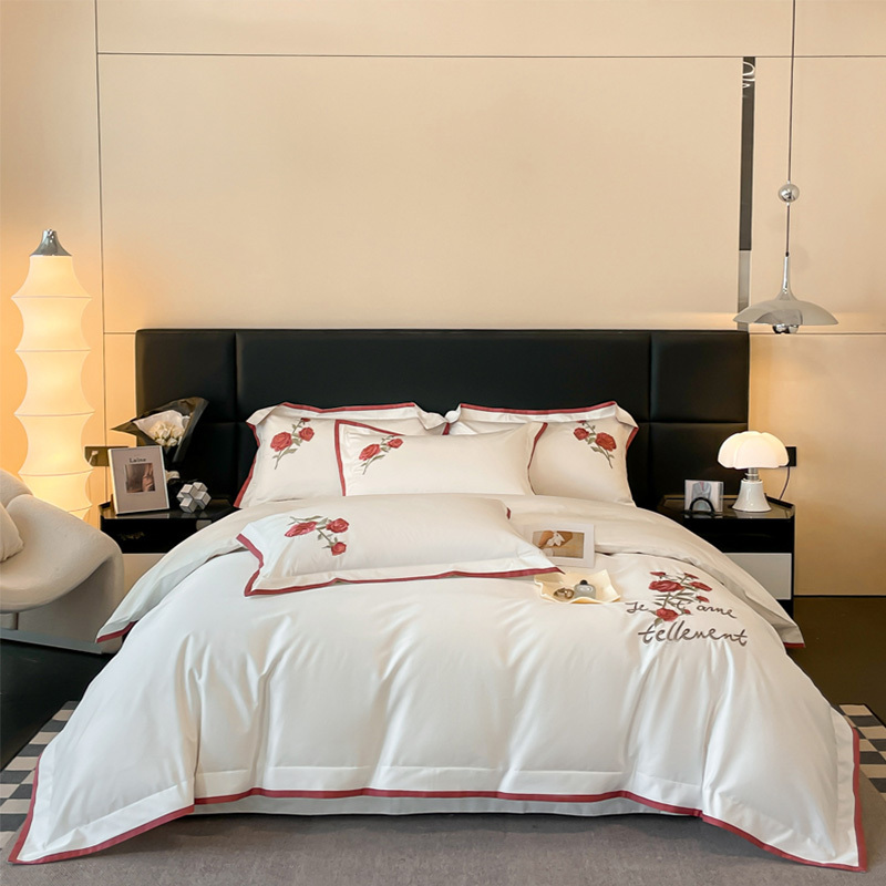 天山柔 220*240cm 100支绣花爱丽丝 四件套 (计价单位:套) 白色高清大图