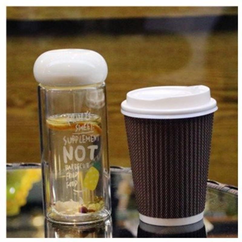双层玻璃杯便携蘑菇杯子女生学生韩版超萌水杯可爱清新韩国随手杯 300ml双层菠萝玻璃杯