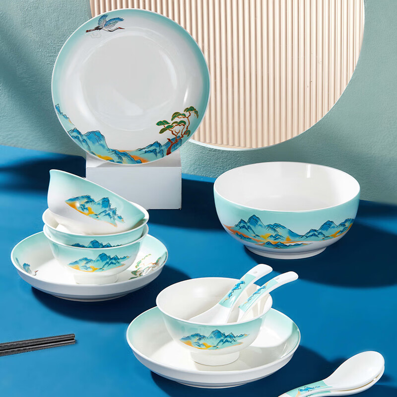 共禾京品 千里江山图16头餐具 SZTWCOM240005高清大图