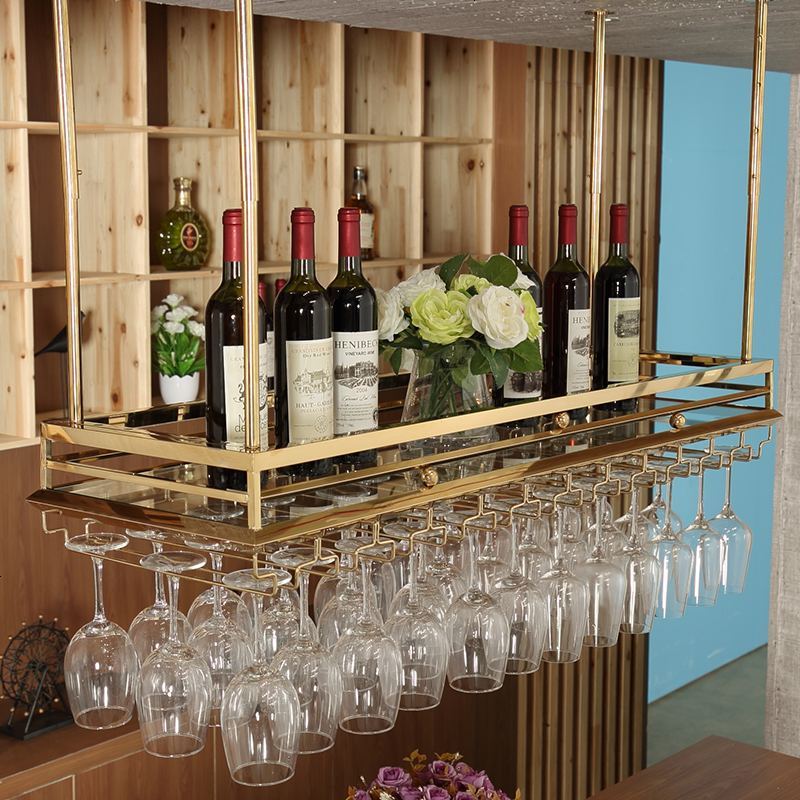 不锈钢欧式悬挂杯架吧台倒挂高脚酒杯架酒吧葡萄酒吊架家用红酒架