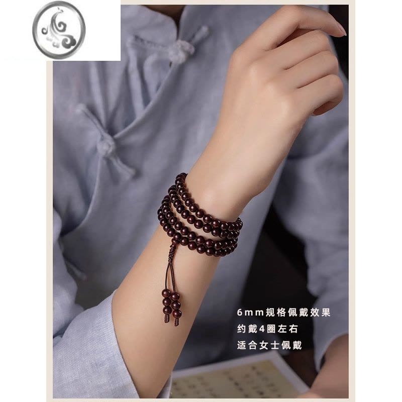 JiMi千年老料印度小叶紫檀手串108颗佛珠2.0念珠项链男女檀香红木手链图片