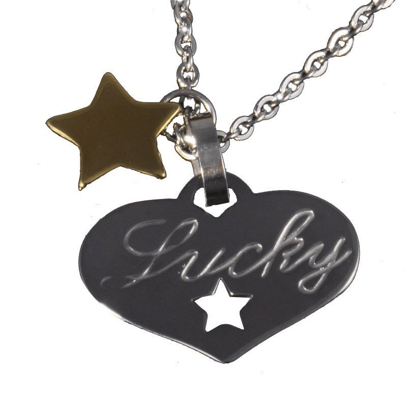 梦克拉Mkela钨金吊坠项链 幸运甜心 心形吊坠Lucky 朋克风格图片