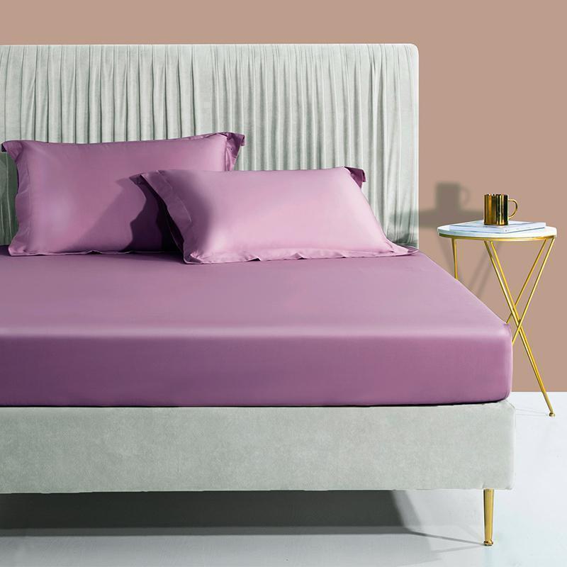 美帮汇60支贡缎全棉床笠单件床罩1.5米防滑保护套1.8m床垫套定制 安娜紫 180x200cm+30cm