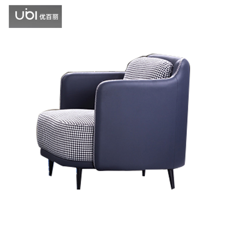 优百丽 DG-199 办公室沙发 办公家具 会客接待 现代简约家具 颜色尺寸可定制 单人位（蓝色西皮+绒布）