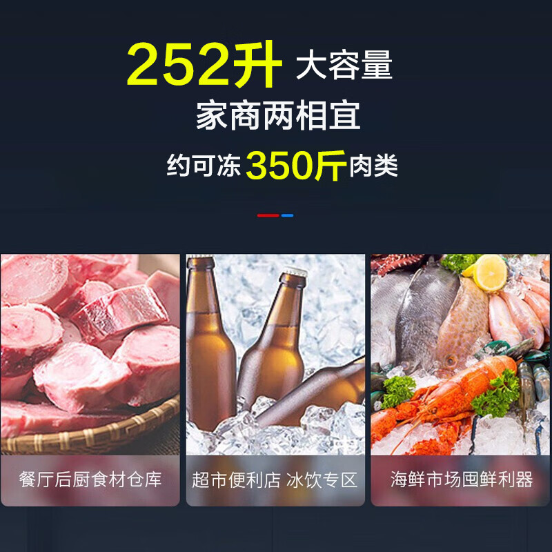 海尔(Haier)卧式冷柜252L容量无需频繁除霜小型冷冻柜冷藏柜保鲜速冻柜 BC/BD-252GHPT高清大图