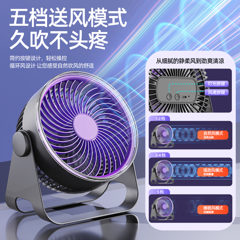 充电空气循环扇家用轻音大风力台式桌面扇宿舍办公室降音大风力风扇高清大图