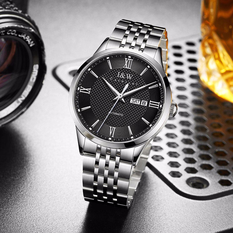 [苏有朋代言]瑞士品牌爱沃驰I&W CARNIVAL全自动机械表男表进口机芯手表时尚防水简约夜光气质商务腕表520G高清大图