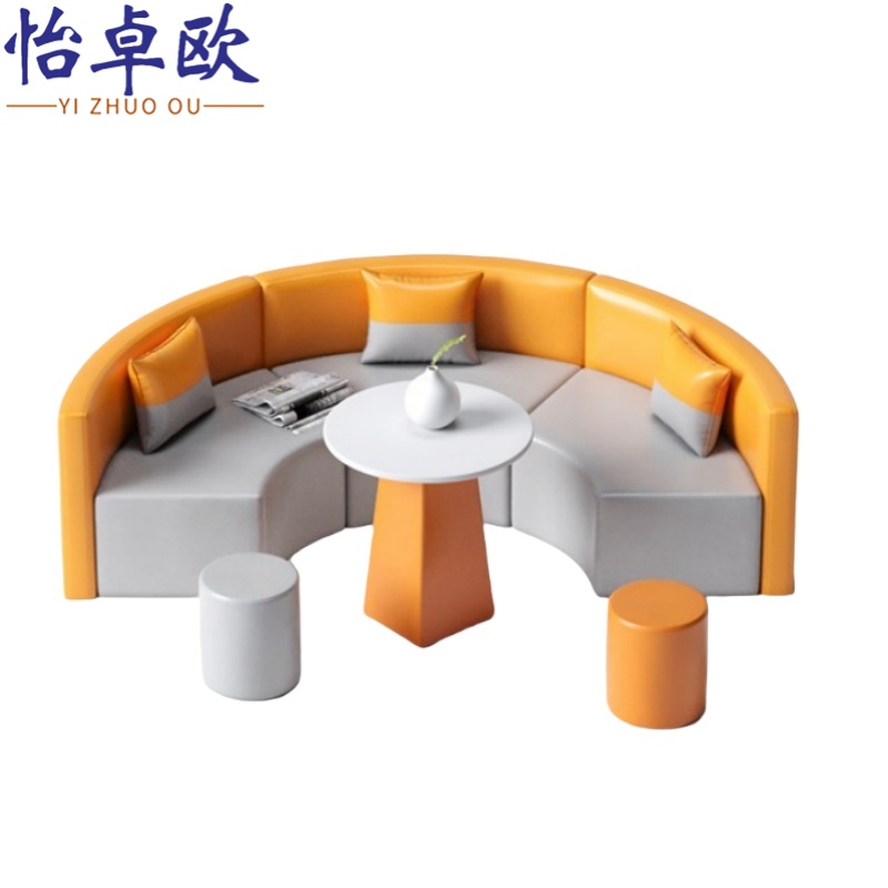 怡卓欧沙发三人位+茶几+2圆凳套高清大图