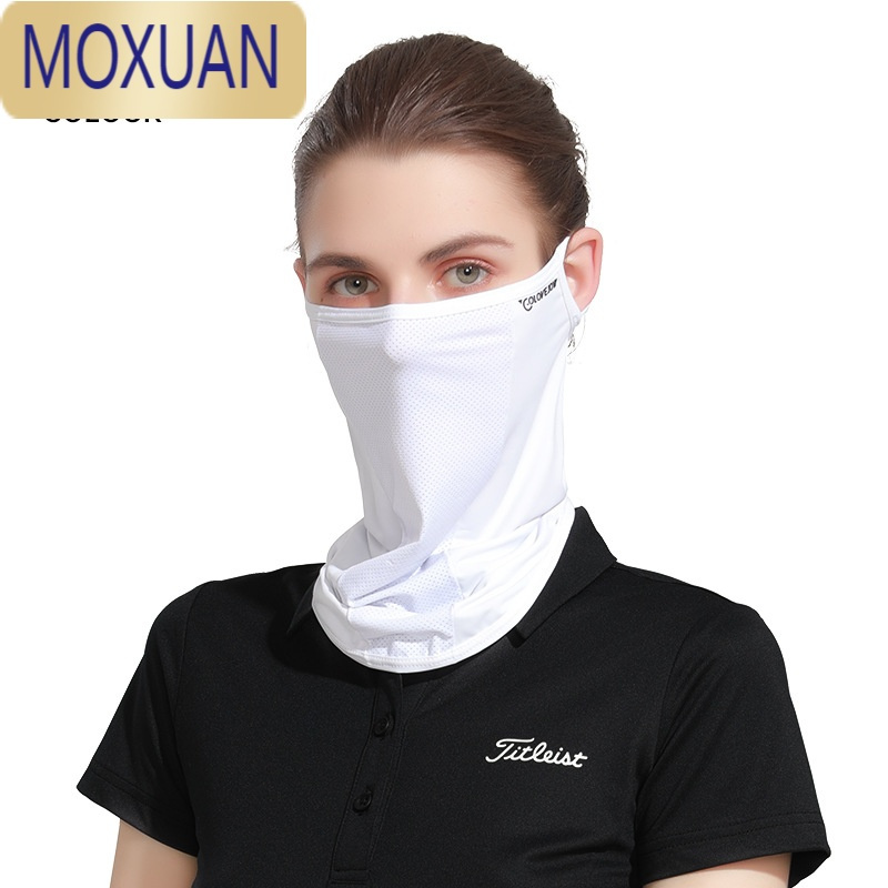 MOXUAN夏季户外运动防晒遮阳面罩高尔夫口鼻透气女挂耳冰丝头巾护颈面纱披肩