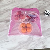 小号正方形 玫红色42*42 小号正方形网纱菜罩折叠蕾丝菜罩防蚊罩盖菜罩防苍蝇罩