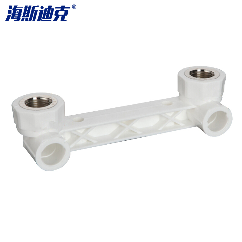海斯迪克 HK-719 加厚PPR20直接弯头三通 4分热熔水管配件全铜螺纹管件接头内丝外牙 内牙双联底座弯头1个