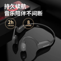 飞利浦(PHILIPS)骨传导耳机蓝牙开放式不入耳运动跑步健身骑行防水无线音乐超长续航挂耳式骨传感耳机 TAA3609黑