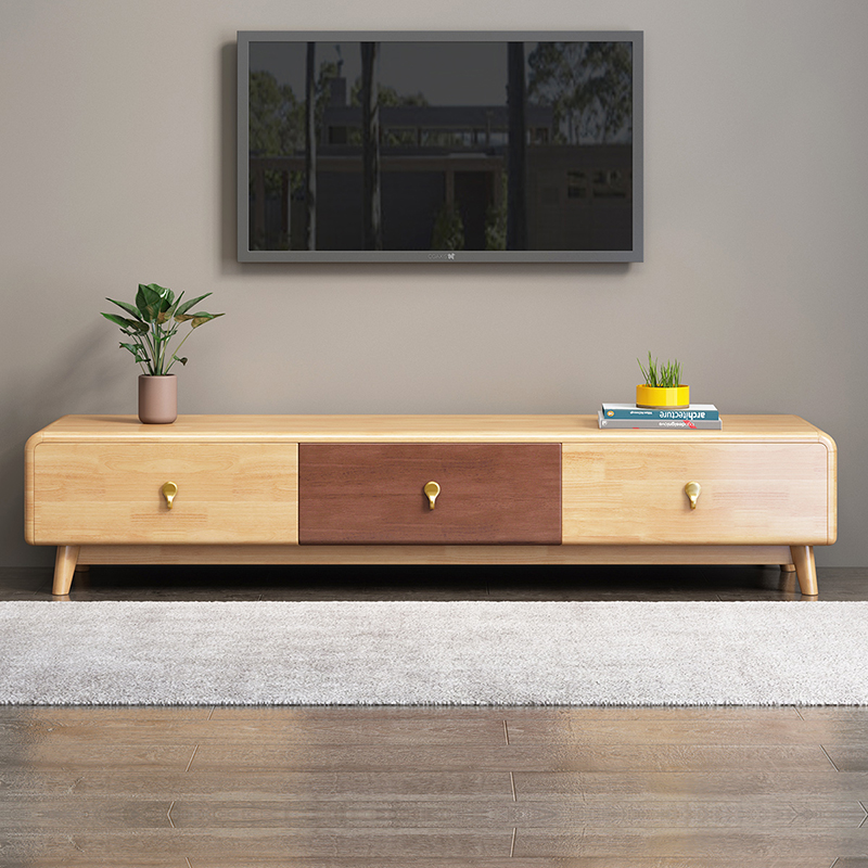 海善家格灵时光北欧简约电视柜客厅现代小户型卧室橡胶木实木电视柜