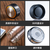 天喜(TIANXI)玻璃杯 双层加厚家用水杯男大容量泡茶杯便携带盖个人专用杯女士杯子 本色350ml