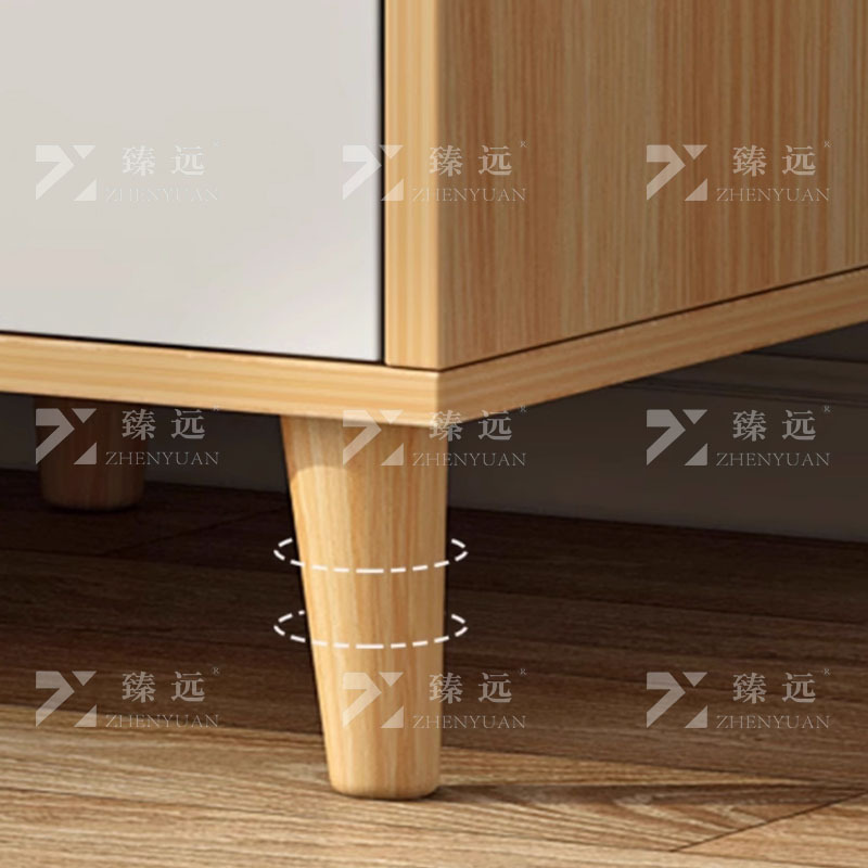 臻远ZY4022361简约木质衣柜加高顶柜衣服收纳柜 三门双抽