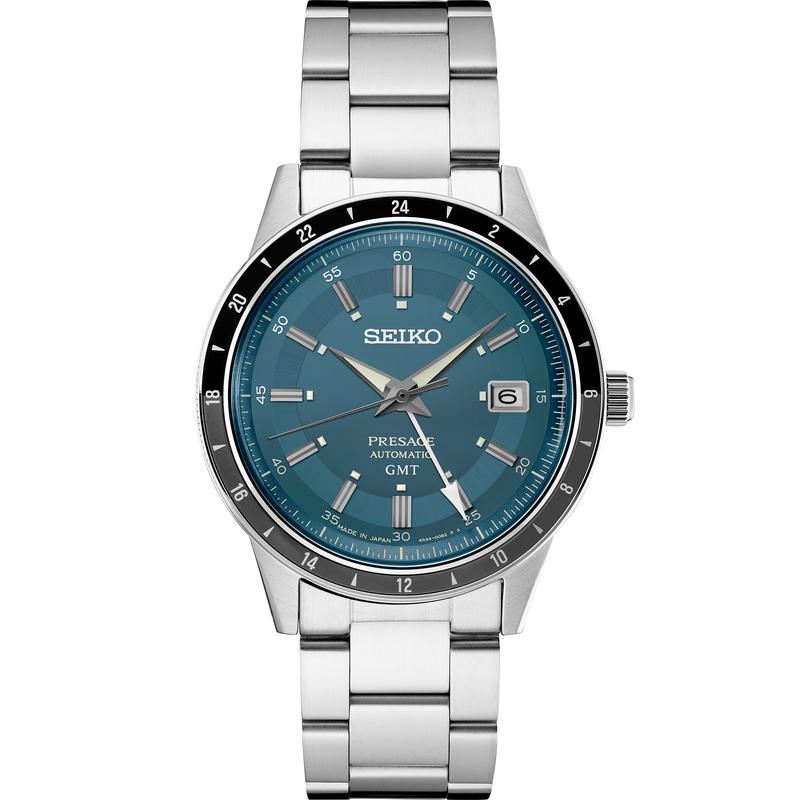 SEIKO/精工 Presage系列Style60's GMT腕表复古设计24小时GMT表圈100米防水时尚男士手表