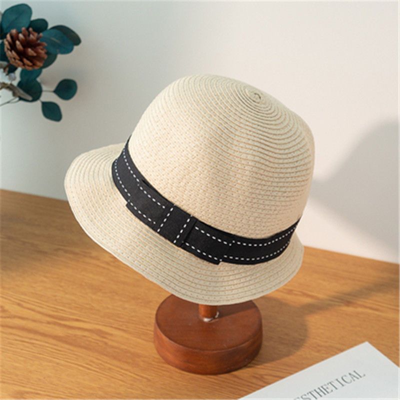 张柏芝同款草帽女夏天韩版潮短檐沙滩遮阳帽太阳帽防晒帽子凉帽咖啡色