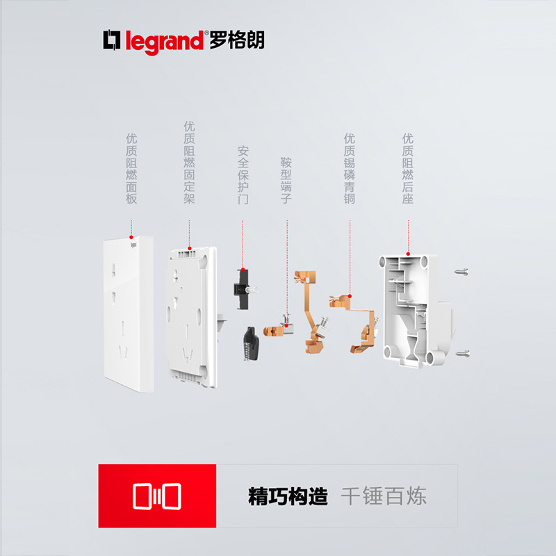 罗格朗(Legrand)开关插座旗舰店仕典玉兰白多孔家用空调16a三孔86型一开五孔USB暗装墙壁电源插座