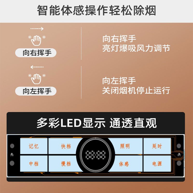 方帅(FOSHUAI)商用T型39立方触控式欧式顶吸式抽油烟机 大功率智能体感饭店农村土灶不锈钢吸烟机 1.2米自动清洗