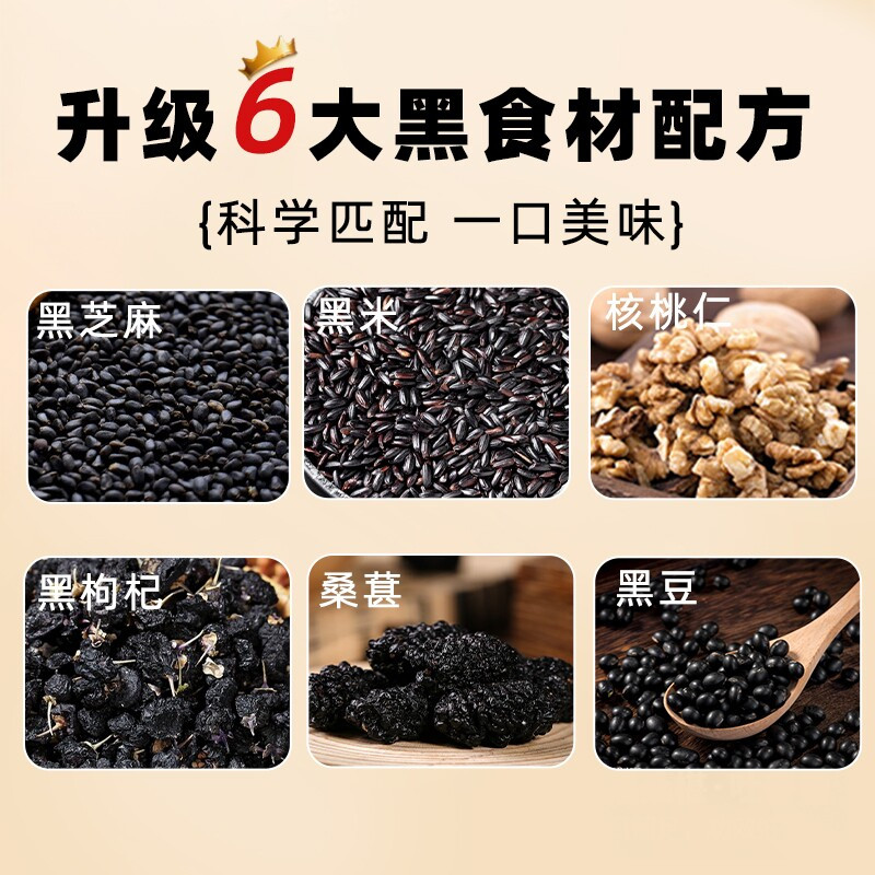 2盒装 大包装400g/盒 同仁堂黄精五黑粉20g*20袋 黑米黑豆黑芝麻枸杞桑椹核桃官方正品高清大图