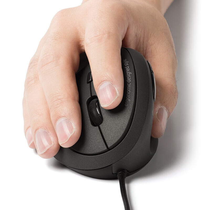 山业人体工学蓝牙鼠标 垂直竖握 游戏办公 蓝光LED 5键 3档DPI 黑色磨砂有线GMAERG16