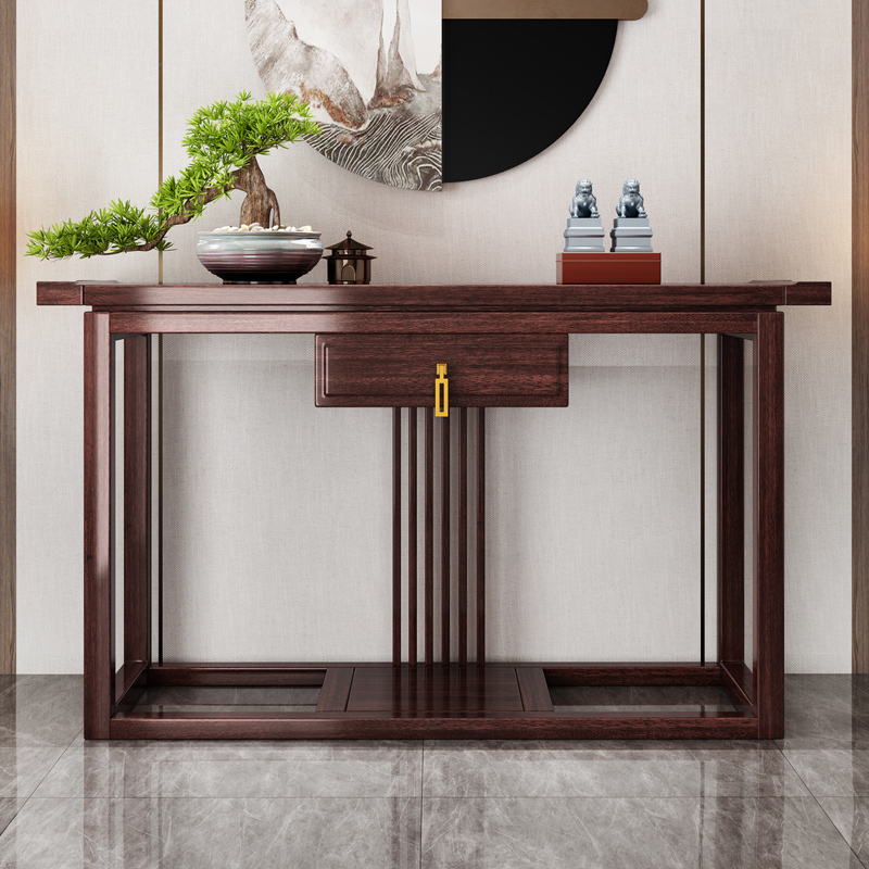木帆家居mufanhome新中式实木玄关台入户走廊门厅装饰台客餐厅木质