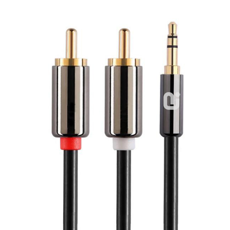 5mm转双莲花头接功放音箱传输连接转换线模拟音频线