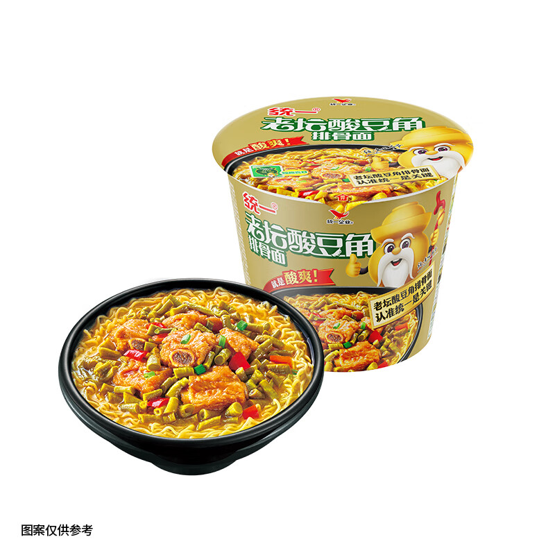 统一来一桶 老坛酸豆角排骨面 115g*12桶整箱 方便面高清大图
