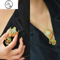 JiMi碧玉有凤来仪胸针吊坠两用精致防走光胸针扣ins潮个性霸气J 凤来胸针(配项链40+5CM)