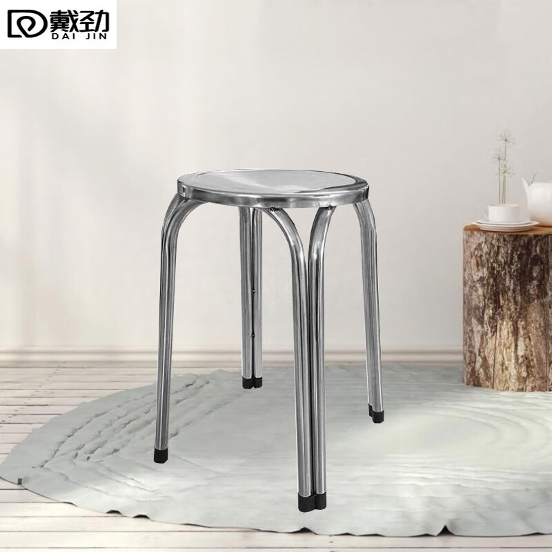 戴劲不锈钢餐桌圆台烧烤夜宵大排档餐桌农村摆地摊圆形桌不锈钢凳子