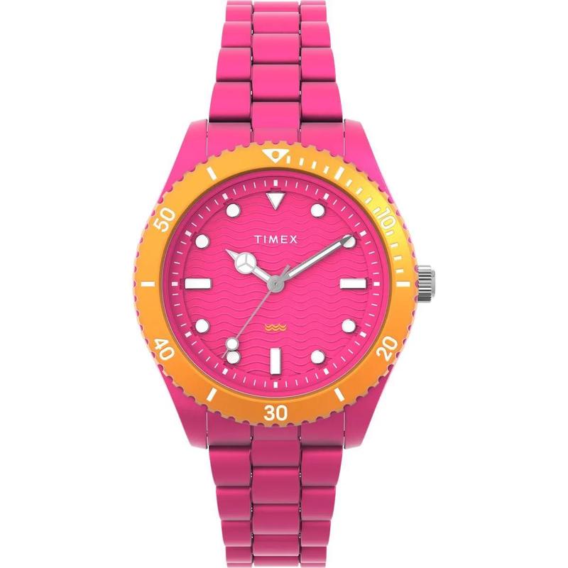 Timex /天美时经典复古石英腕表防水商务休闲手表Pink粉金鳄鱼纹皮