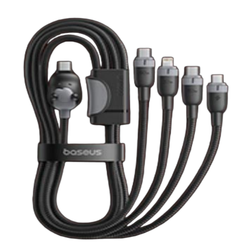 倍思 马年生肖系列 一拖四充电线USB-C to C+C+L+M 60W E04288 星际黑E0428800