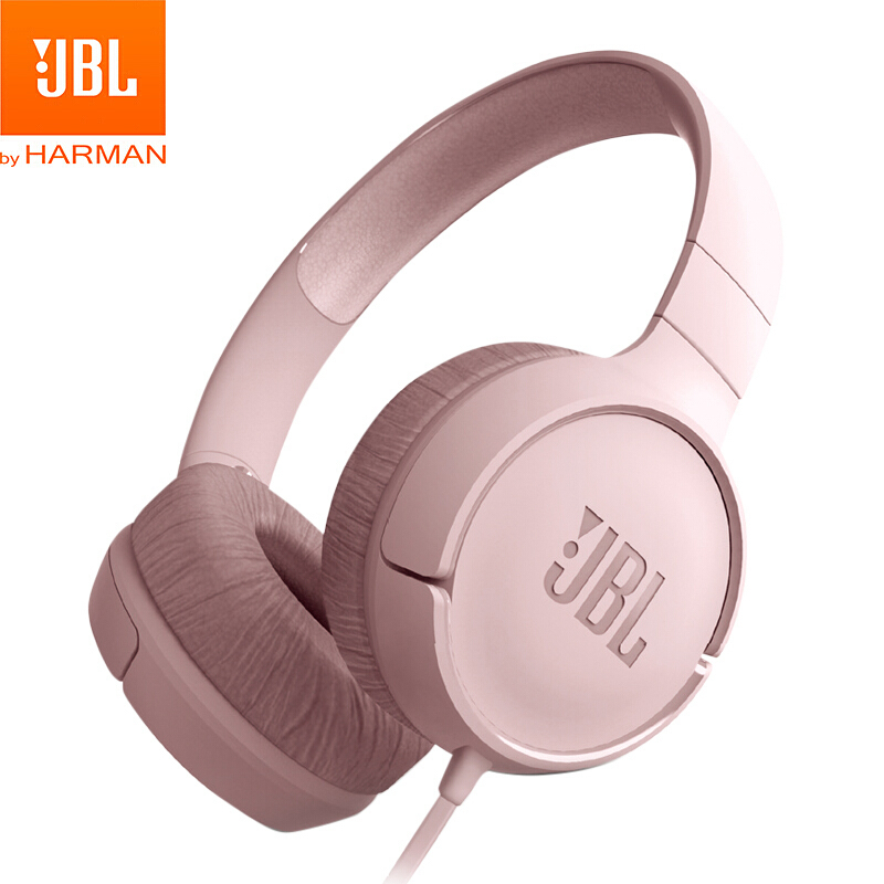 JBL TUNE 500 头戴式有线耳机耳麦 运动耳机+游戏耳机 樱花粉