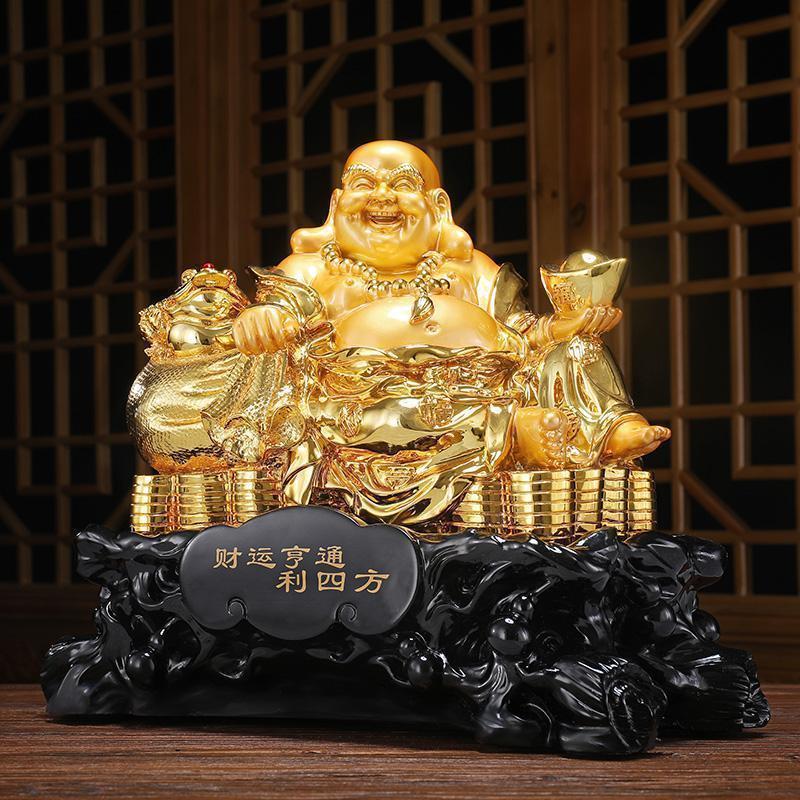 财运亨通摆件弥勒佛像布袋大肚笑佛元宝家用供奉居家客厅_56_988_236