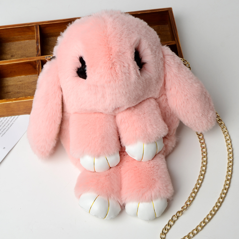 派尼美特装死兔包包女斜挎包单肩双肩学生背包毛绒韩版时尚手拿链条包