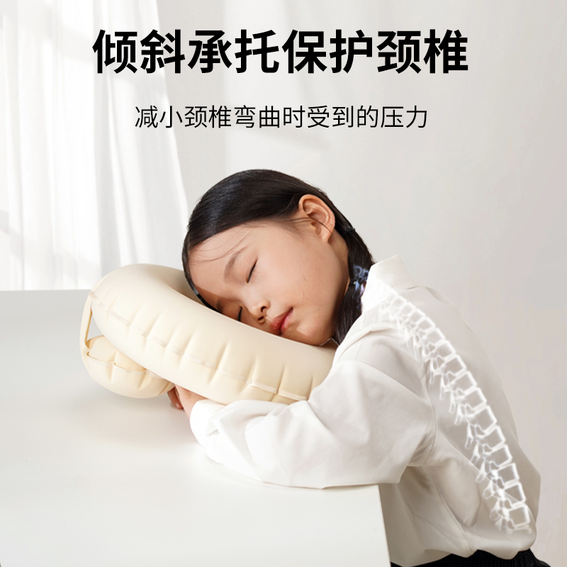 和正 充气颈托枕 圆形枕头 中学生青少年午休趴睡枕 折叠好收纳办公室睡觉枕头 充气颈托枕 HZ-A6高清大图