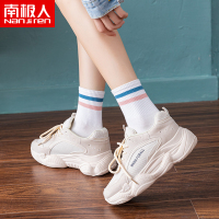 袜子女士夏薄款中筒袜可爱日系条纹女生夏天白色运动长筒袜