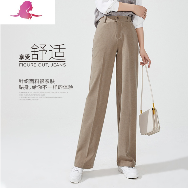 艳如飞逸阳加厚毛呢阔腿裤女秋冬2020新款高腰直筒宽松西装垂感休闲裤子