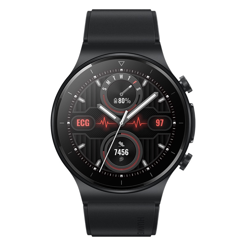 HUAWEI/华为 WATCH GT 2 Pro 智能手表 ECG款 腕部单导心电采集器 曜石黑 黑色氟橡胶表带
