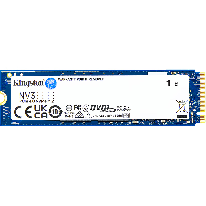 金士顿(Kingston)1TB SSD固态硬盘 M.2(NVMe PCIe 4.0×4) NV3系列 读速6000MB/s 适配《黑神话:悟空》游戏高清大图