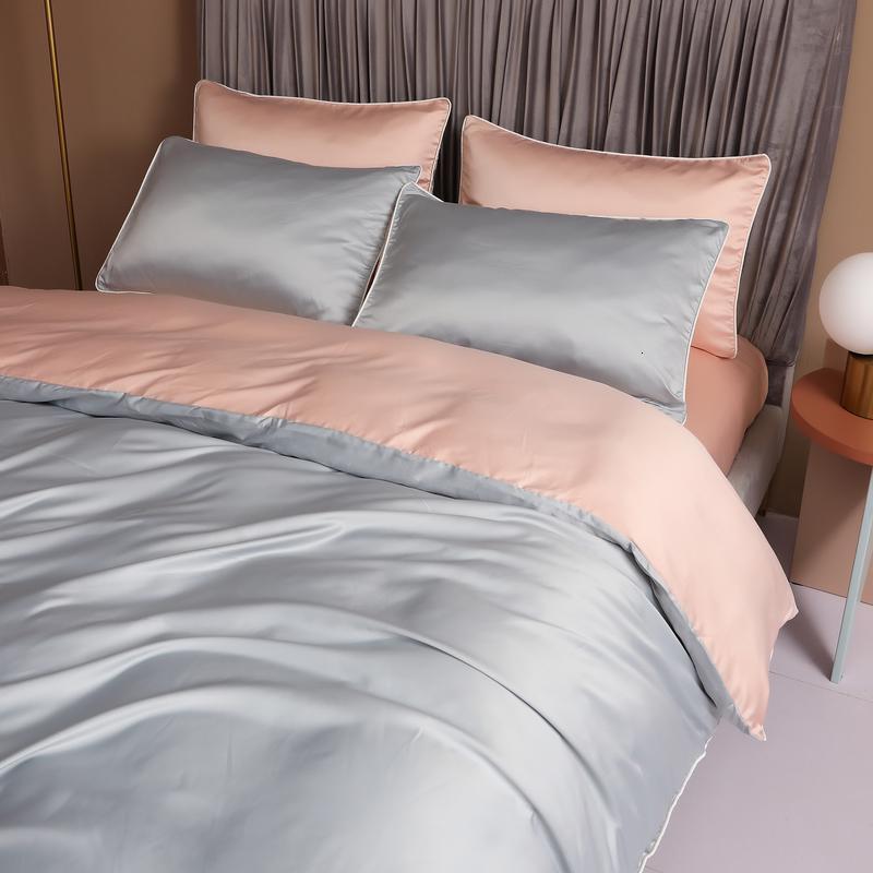 美帮汇简约现代水洗天丝四件套冰丝三件套丝滑单双人春夏季床上用品