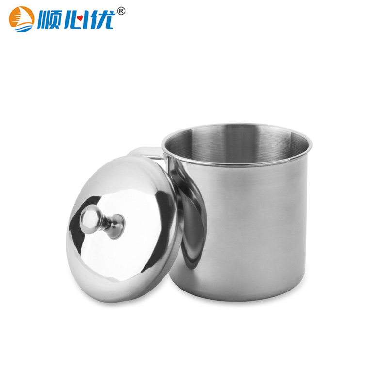 顺心优 304不锈钢水杯 口杯 手柄办公室茶杯 7cm200ml不带盖/个高清大图