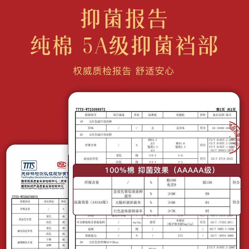 浪莎(LangSha)红内裤女士本命年结婚喜庆鸿运龙袜子大红内裤 鸿运礼盒内裤2+袜子2 165/L